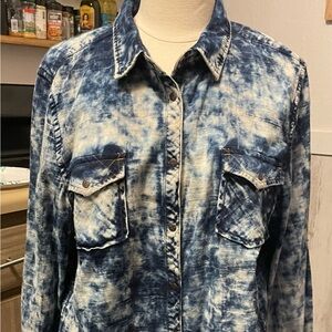 Stylish Blue Tie-Dye Shirt Jacket